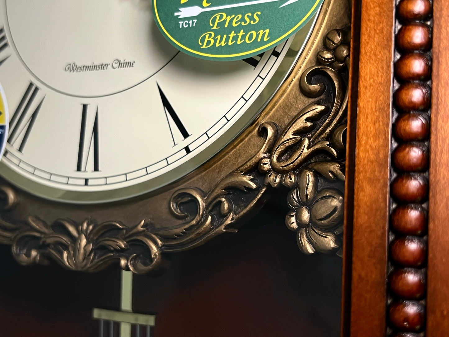 Rhythm “WSM Elyria” Antique-Style Wooden Musical & Chiming Pendulum Wall Clock - CMJ524NR06