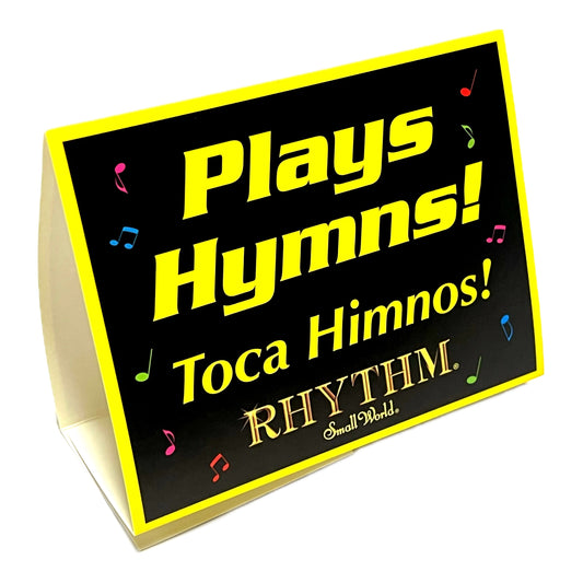 Small Rhythm Clocks "Plays Hymns" Table Tent Signs (4-Pack)