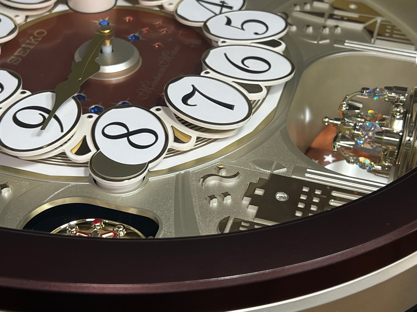 Seiko QXM574BRH "2017 Special Collector's Edition" Melodies in Motion Dancing Dial Musical Wall Clock with '70s Pop Music