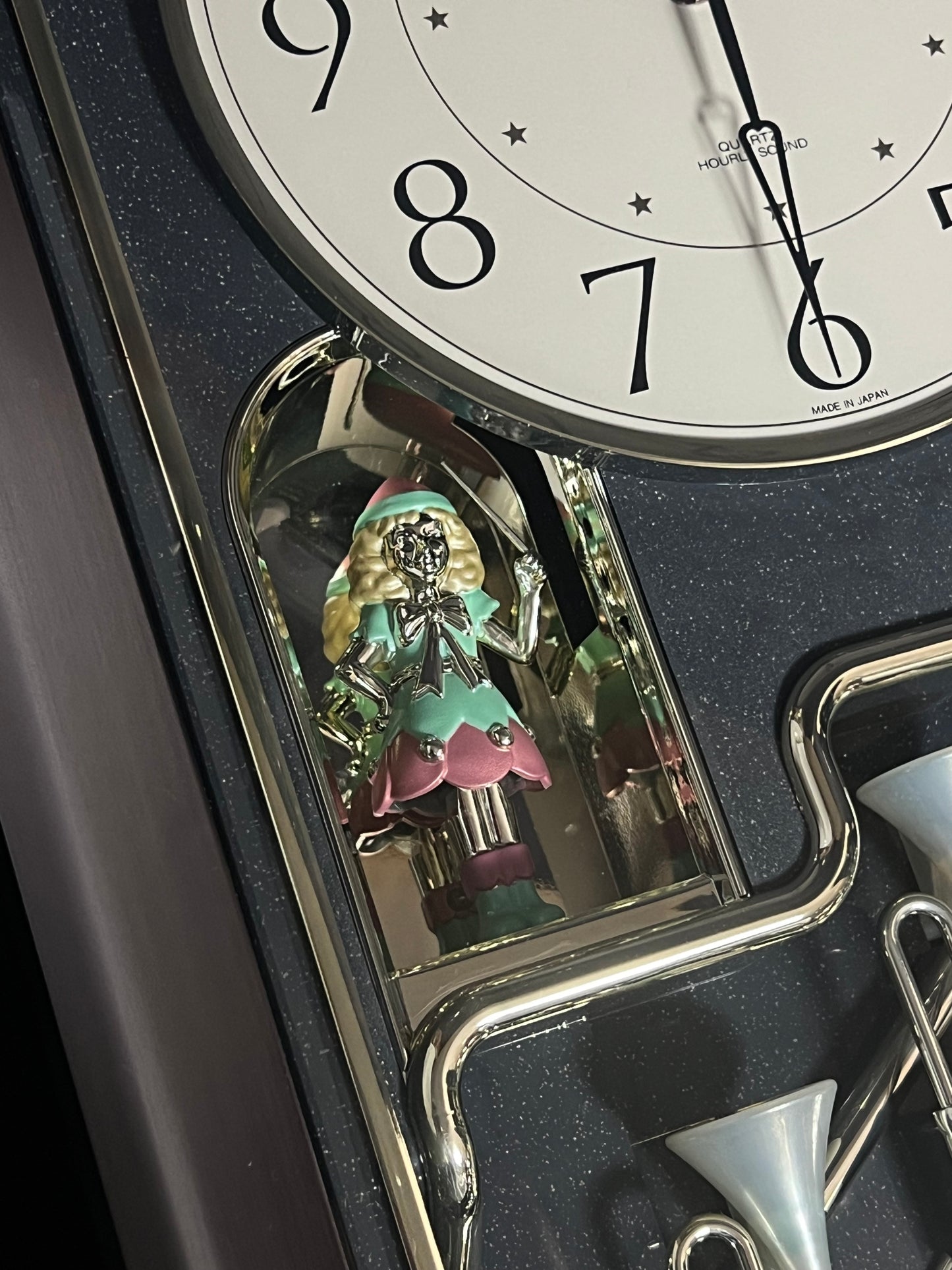 Rhythm "Trumpet Trio" Magic Motion Musical Wall Clock with Animated Figurines - 4MH712-R02