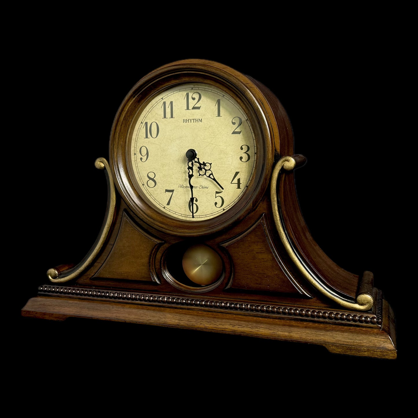 Rhythm "WSM Tuscany" Traditional Wooden Chiming & Musical Tambour Mantel Clock with Swinging Pendulum - CRJ729UR06