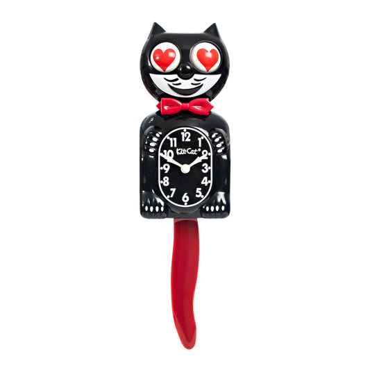 Original Kit-Cat Klock “Crimson Royale - Heart Eyes” Limited Edition Novelty Wall Clock by California Clock Company - BCR-1-Heart
