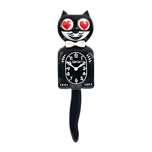 Original Kit-Cat Klock “Classic Black - Heart Eyes” Limited Edition Novelty Wall Clock by California Clock Company - BC-1-Heart