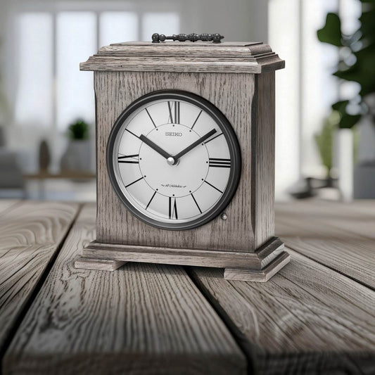 Seiko QXW252NLH "Gray Baird" Traditional Musical Wooden Carriage Mantel Clock