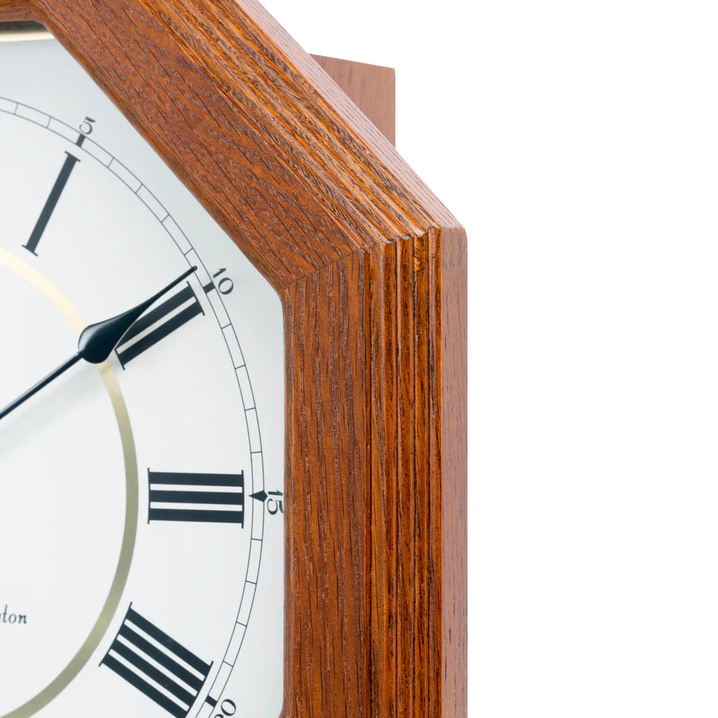 Seiko QXH110BLH "Light Oak Schoolhouse" Traditional Wooden Chiming Pendulum Wall Clock