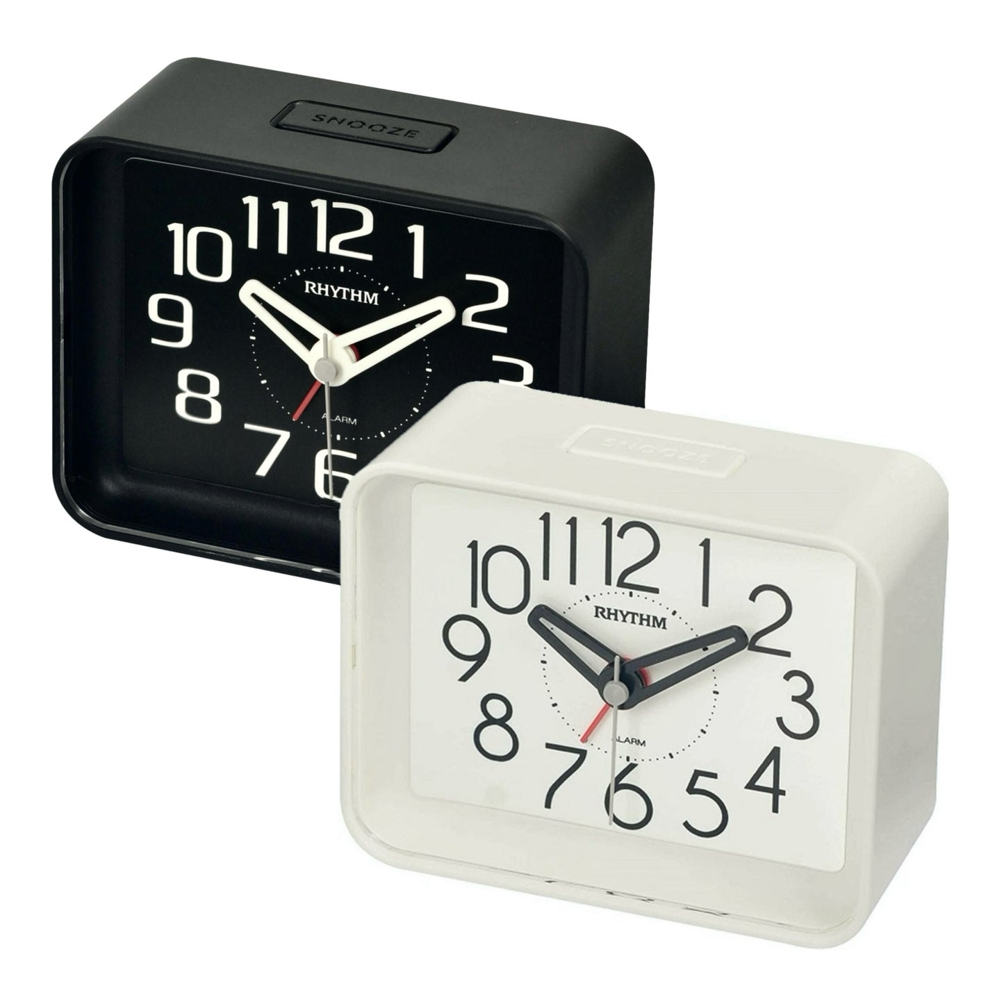 Rhythm “Okiro (White)” Retro Desk Alarm Clock with Quiet Sweep Second Hand - CRE891WR03
