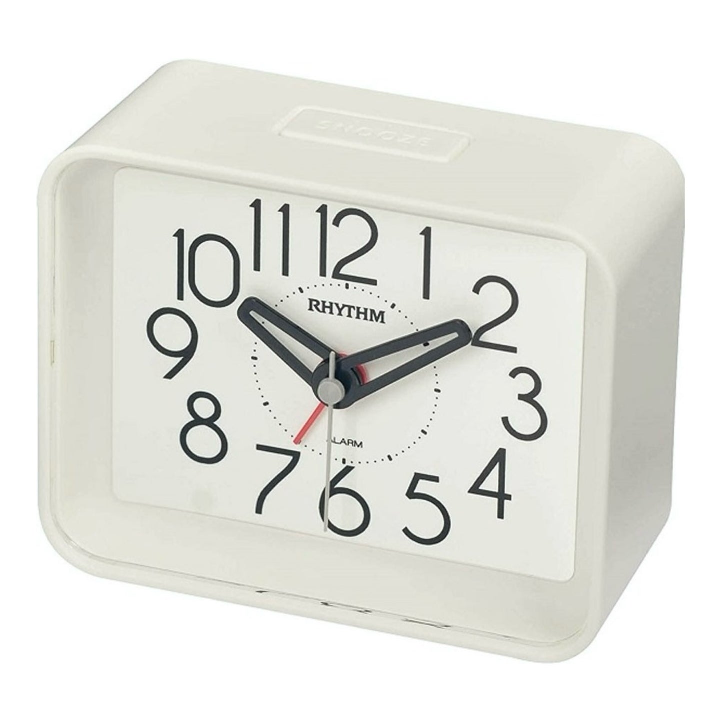 Rhythm “Okiro (White)” Retro Desk Alarm Clock with Quiet Sweep Second Hand - CRE891WR03