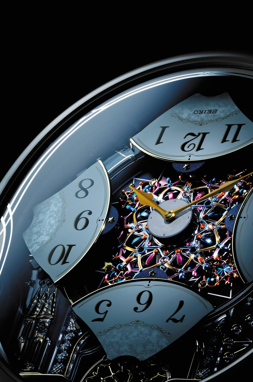 Seiko QXM239SRH "Starry Night" Melodies in Motion Musical Wall Clock with Animated Moving Dial