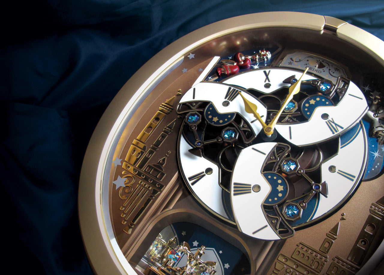 Seiko QXM350GRH "Skyline & Starry Night" Melodies in Motion Dancing Dial Musical Wall Clock