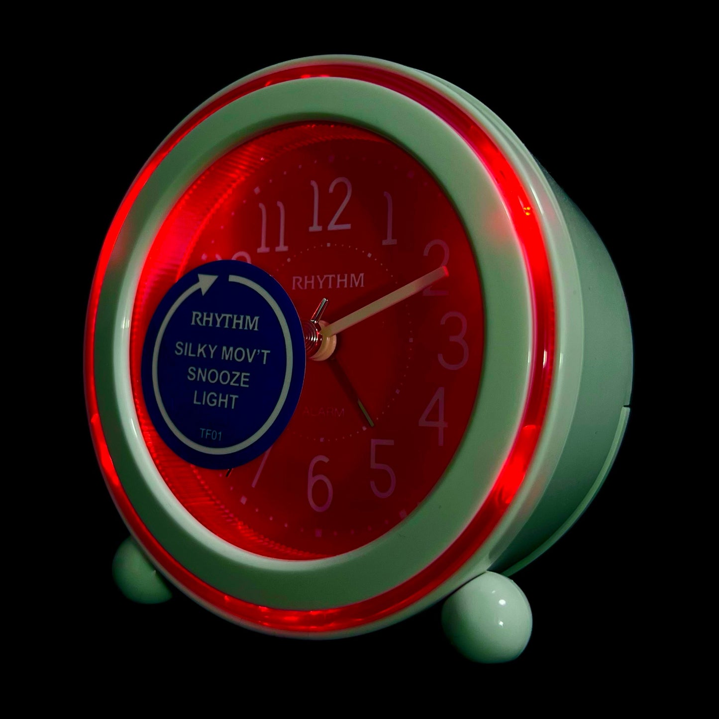 Rhythm “Nightbright 308 (Red)” Retro Desk Alarm Clock with LED-Lighted Dial - CRE308UR01