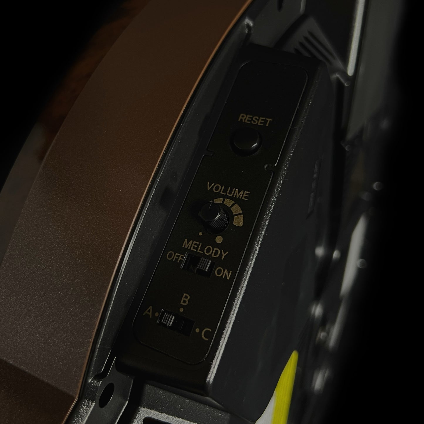 Rhythm “Widget (Woodgrain)” Skeletonized Dial Magic Motion Musical Wall Clock with Moving Gears - 4MH886WU23