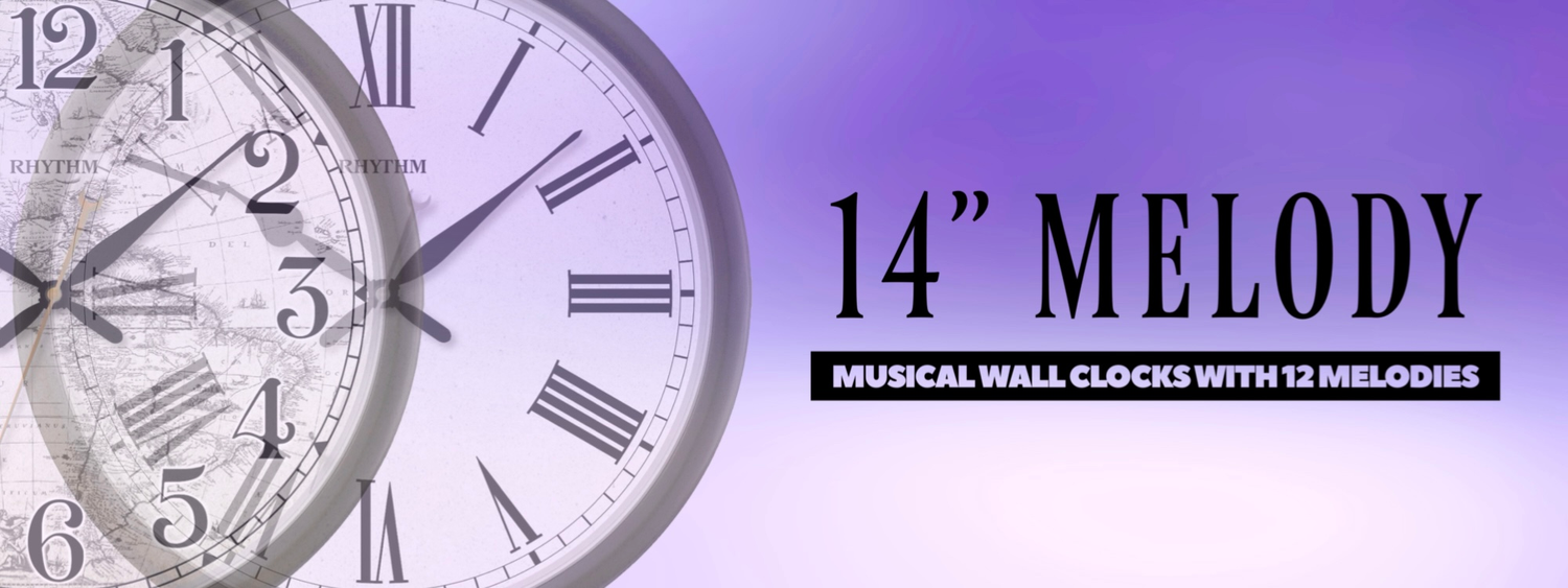 Rhythm’s 14-Inch Melody Clocks