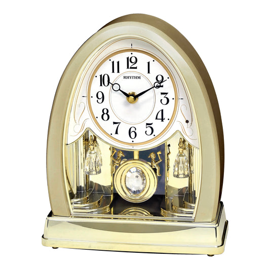 Rhythm “Joyful Crystal Gold” Musical Motion Decorative Pendulum Mantel Clock - 4RJ643WU18