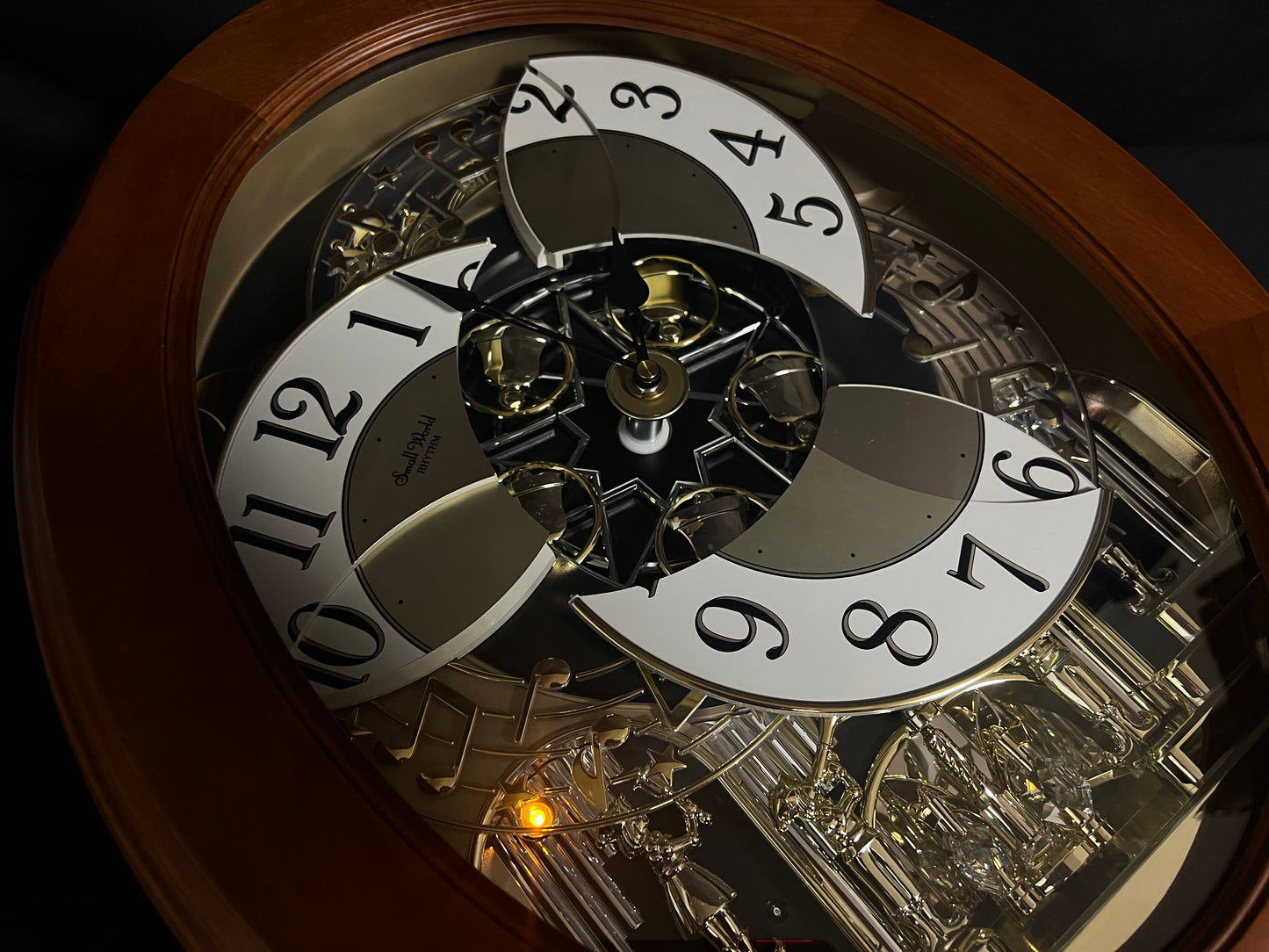 Rhythm "Nostalgia Legend" Moving Dial Magic Motion Musical Wooden Wall Clock with Music by The Beatles - 4MH832WB06