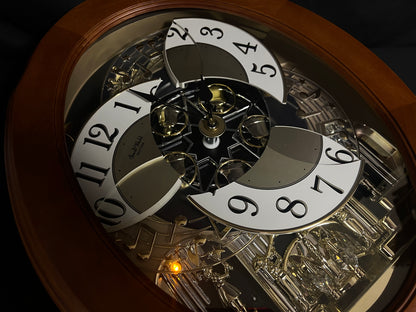 Rhythm "Nostalgia Legend" Moving Dial Magic Motion Musical Wooden Wall Clock with Music by The Beatles - 4MH832WB06