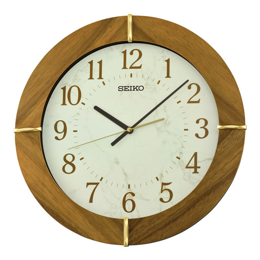 Seiko QXA855BLH "Sundial" Modern Wooden Wall Clock with Silent Sweep Second Hand