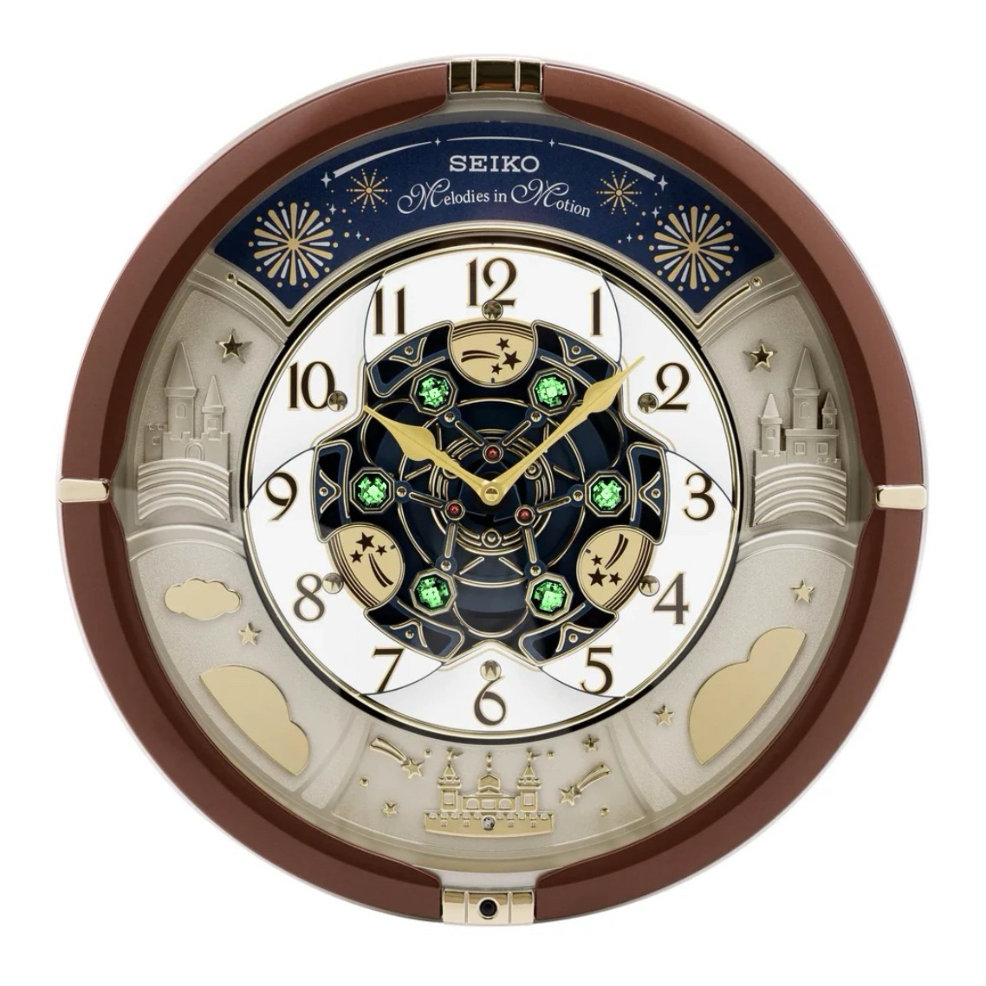 I468RR M.PORTUGAL 置時計 Seiko QXM378BRH “Castle Night” Melodies in Motion Dancing Dial