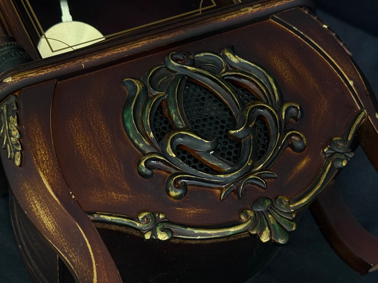 Rhythm "CTS Venetian" Antique-Style Wooden Musical Pendulum Mantel Clock with Intricate Carved Frame - CRJ715UR06