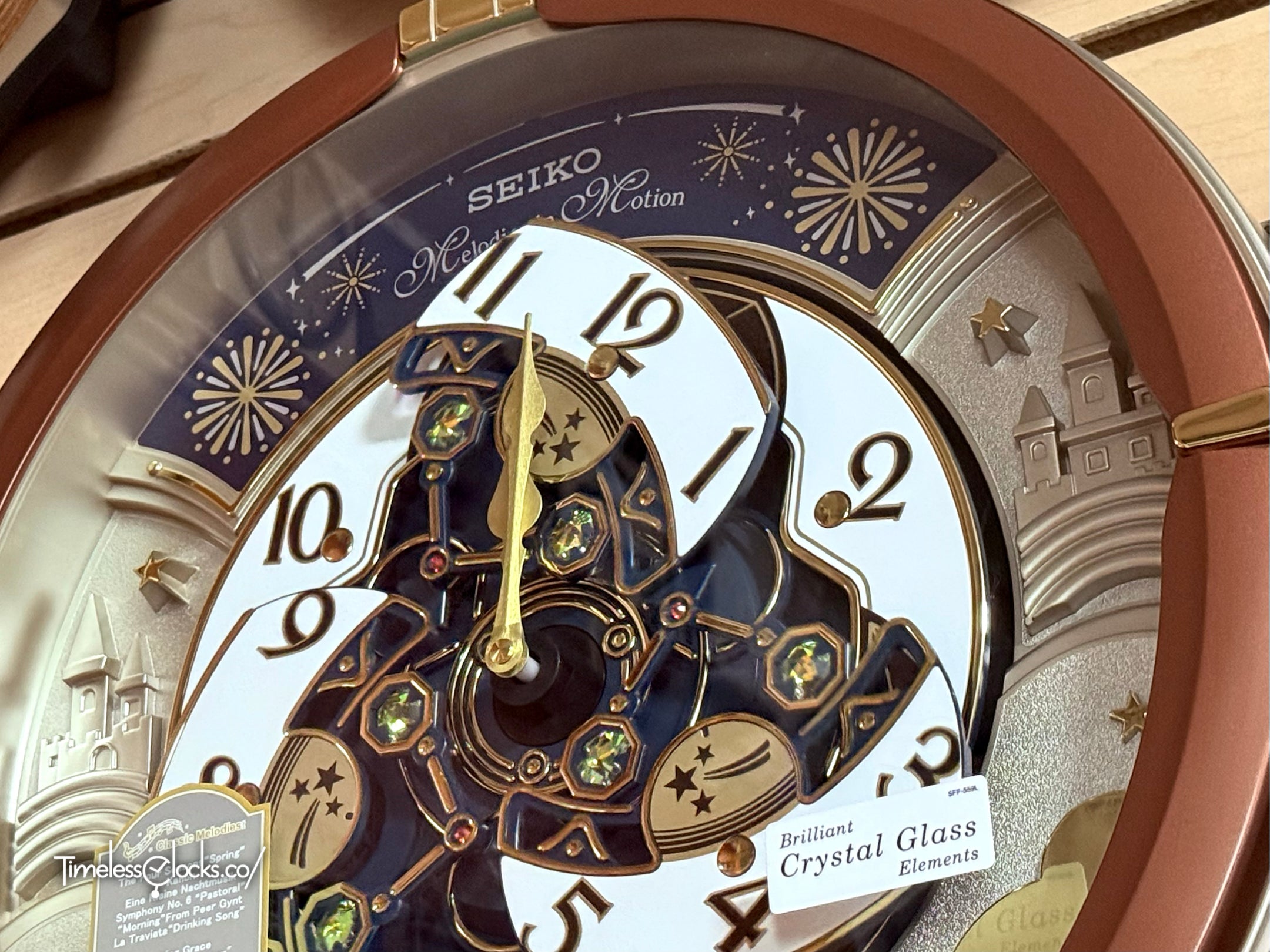 Seiko QXM378BRH “Castle Night” Melodies in Motion Dancing Dial
