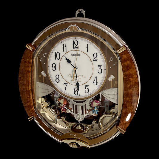 Seiko QXM118BRH "Umbrella Dance" Melodies in Motion Musical Decorative Pendulum Wall Clock