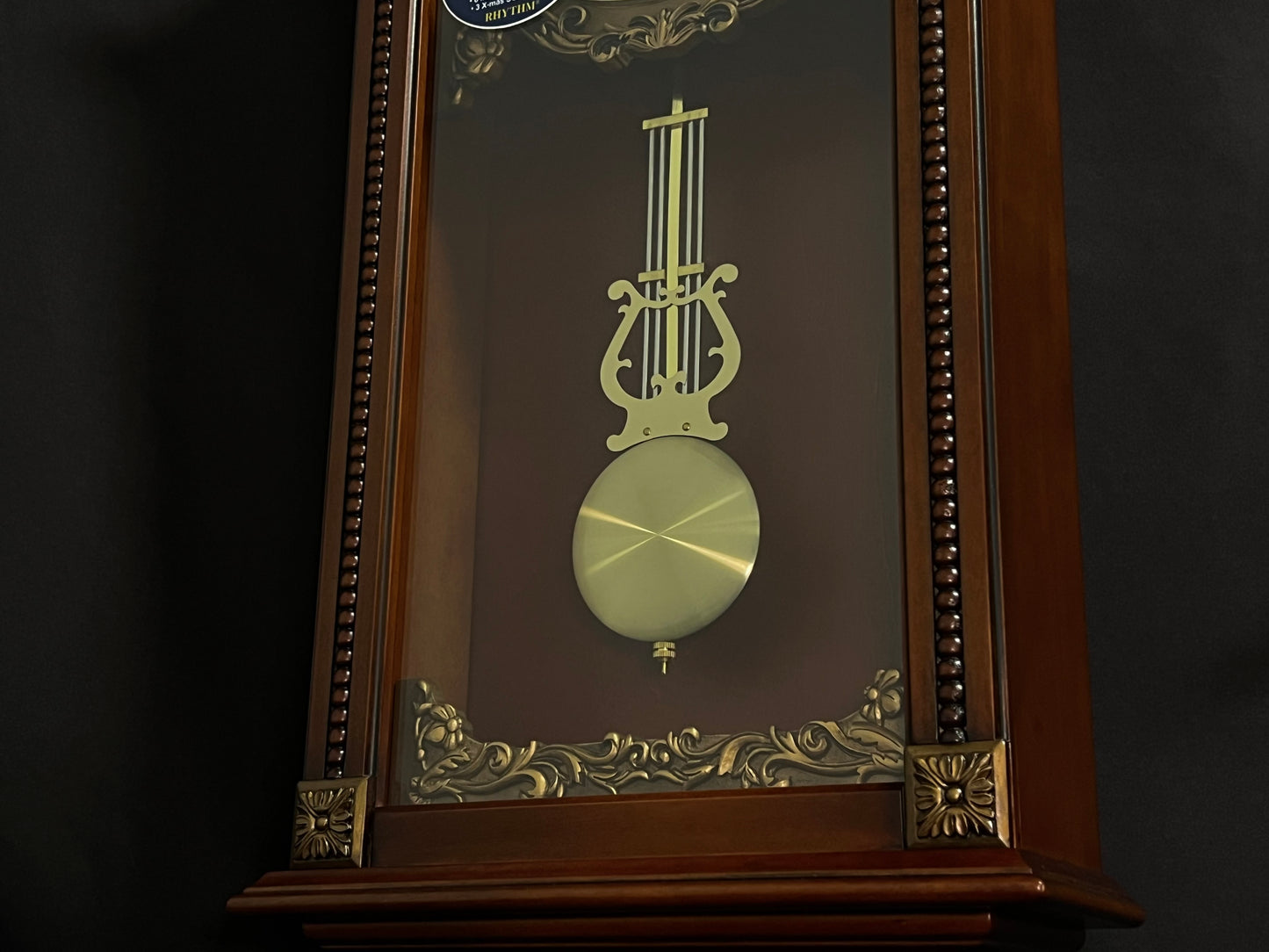 Rhythm “WSM Elyria” Antique-Style Wooden Musical & Chiming Pendulum Wall Clock - CMJ524NR06