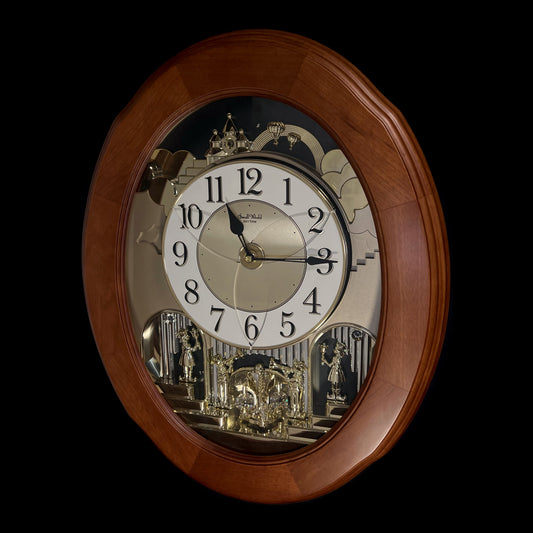 Rhythm "Nostalgia Legend" Moving Dial Magic Motion Musical Wooden Wall Clock with Music by The Beatles - 4MH832WB06