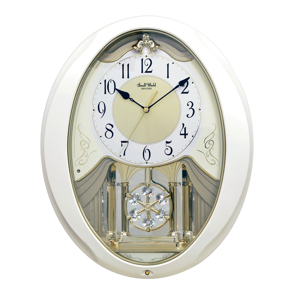 Rhythm “Snowflake Pearl” Musical Motion Decorative Pendulum Wall Clock - 4MJ440WU03