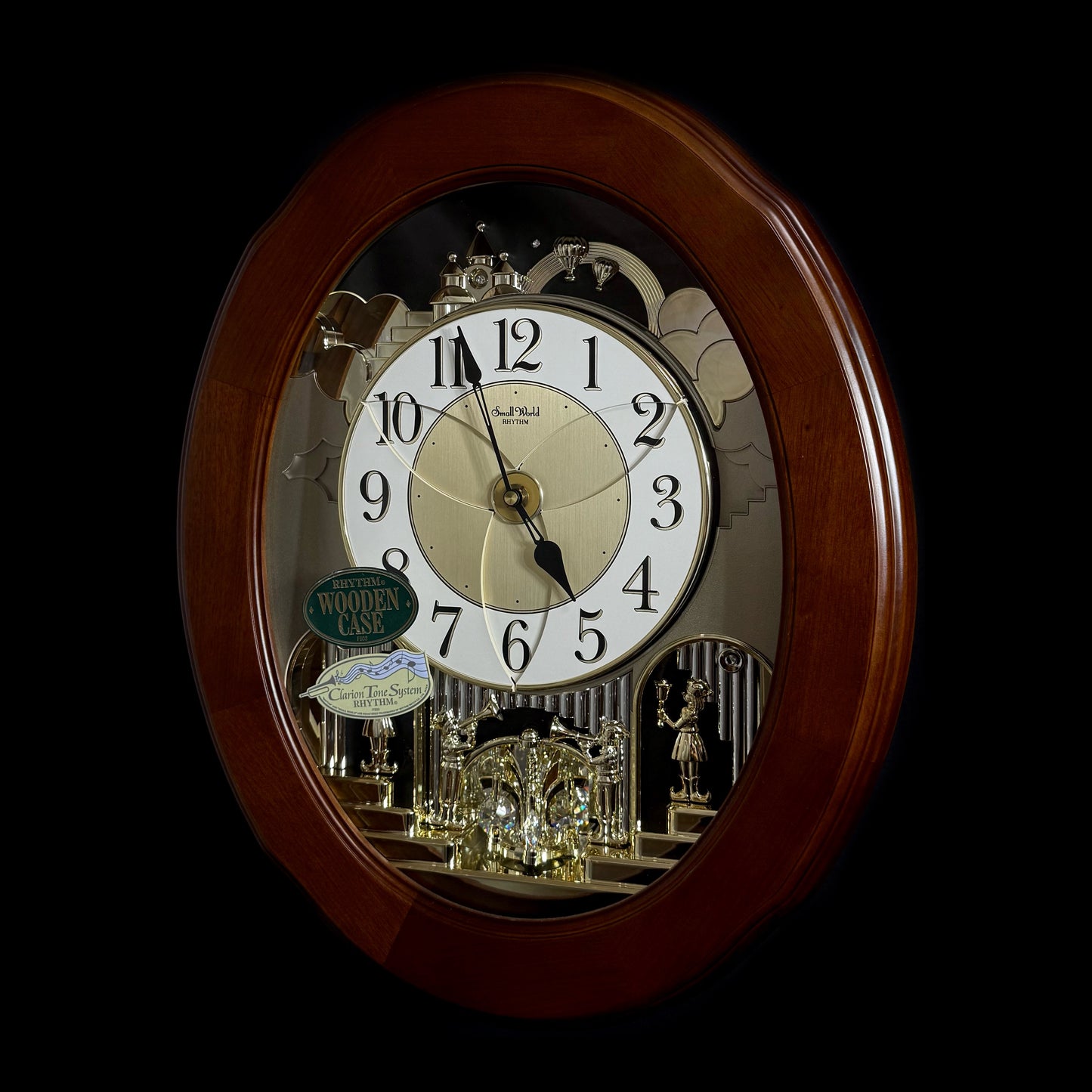 Rhythm "CTS Nostalgia" Moving Dial Magic Motion Musical Wooden Wall Clock with Popular Melodies - 4MH780-R06