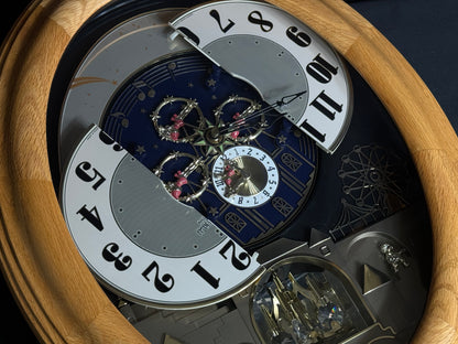 Rhythm "DWS Timecracker Oak" Moving Dial Magic Motion Musical Wooden Wall Clock with Popular Melodies - 4MH777-R07