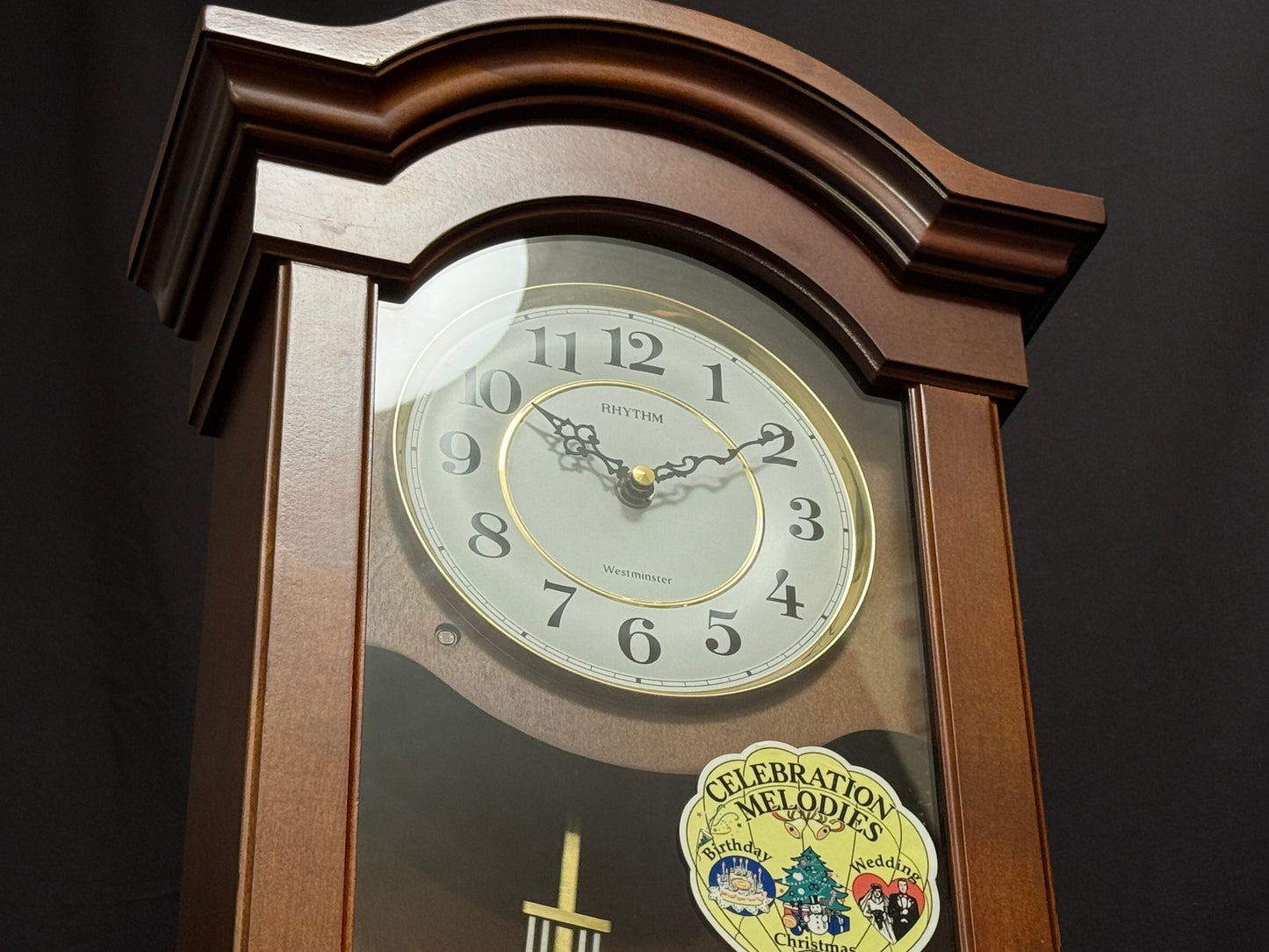 Rhythm “Celebration Time 314” Traditional Wooden Musical & Chiming Pendulum Wall Clock - CMJ314-R06