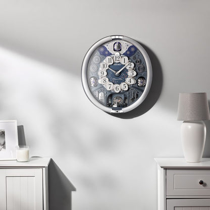 Seiko QXM379SRH “Glittering Starry Night” Melodies in Motion Dancing Dial Musical Wall Clock