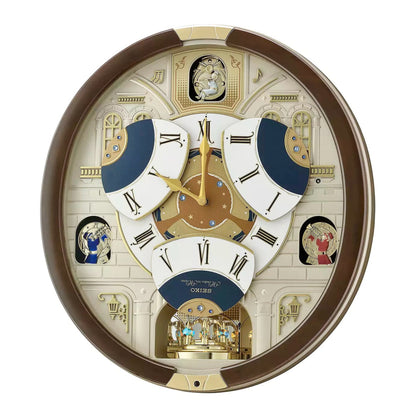 Seiko QXM371BRH “Castle Windows” Melodies in Motion Dancing Dial Musical Wall Clock