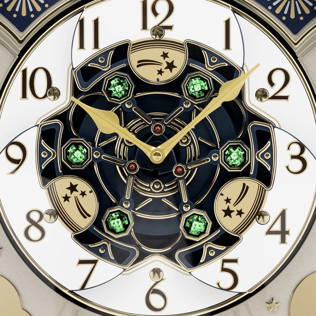 Seiko QXM378BRH “Castle Night” Melodies in Motion Dancing Dial Musical Wall Clock with 18 Songs