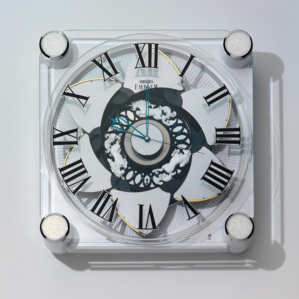 Seiko Emblem AHS446WRH "Grace Elite" Melodies in Motion Musical Wall or Mantel Clock with Animated Moving Dial & 18 Songs