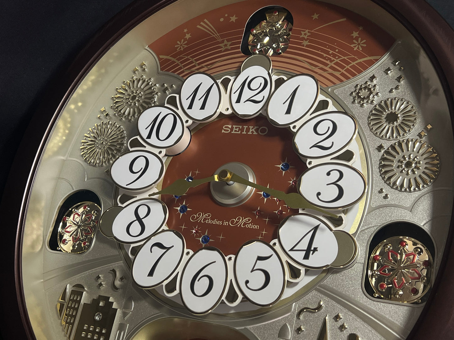 Seiko QXM574BRH "2017 Special Collector's Edition" Melodies in Motion Dancing Dial Musical Wall Clock with '70s Pop Music