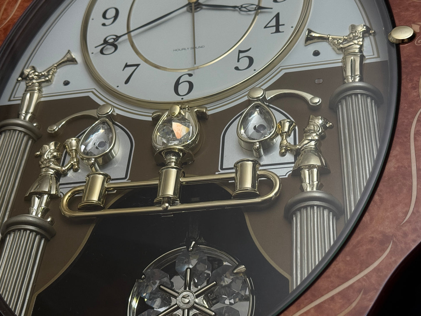 Rhythm “CTS Florence” Inlaid Wooden Musical Motion Pendulum Wall Clock with Popular Melodies - CMJ338UR06