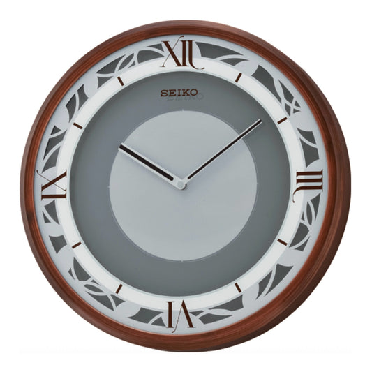 Seiko QXS004BRH "Zen Time" Brown Woodgrain Melodies in Motion Modern Musical Wall Clock with LED Light Show & 4 Original Melodies