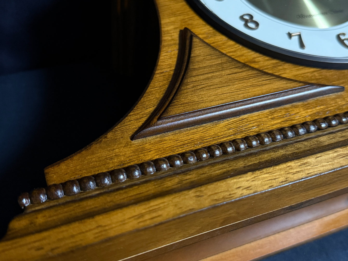 Rhythm "WSM Remington II" Traditional Wooden Chiming & Musical Tambour Mantel Clock with Raised Numerals - CRH216UR06