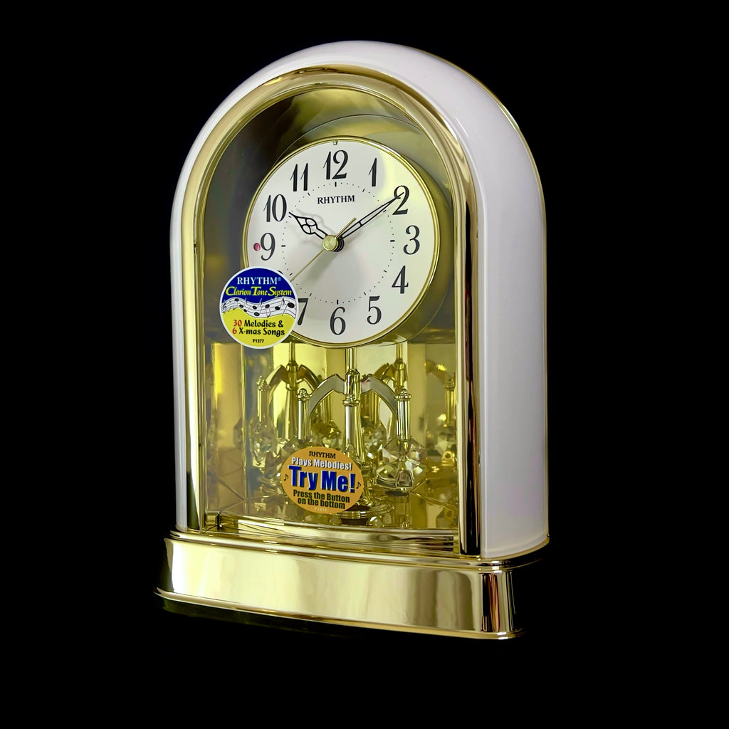 Rhythm “Crystal Dulcet II (Pearl)” Musical Motion Decorative Pendulum Mantel Clock - 4RH794WU03