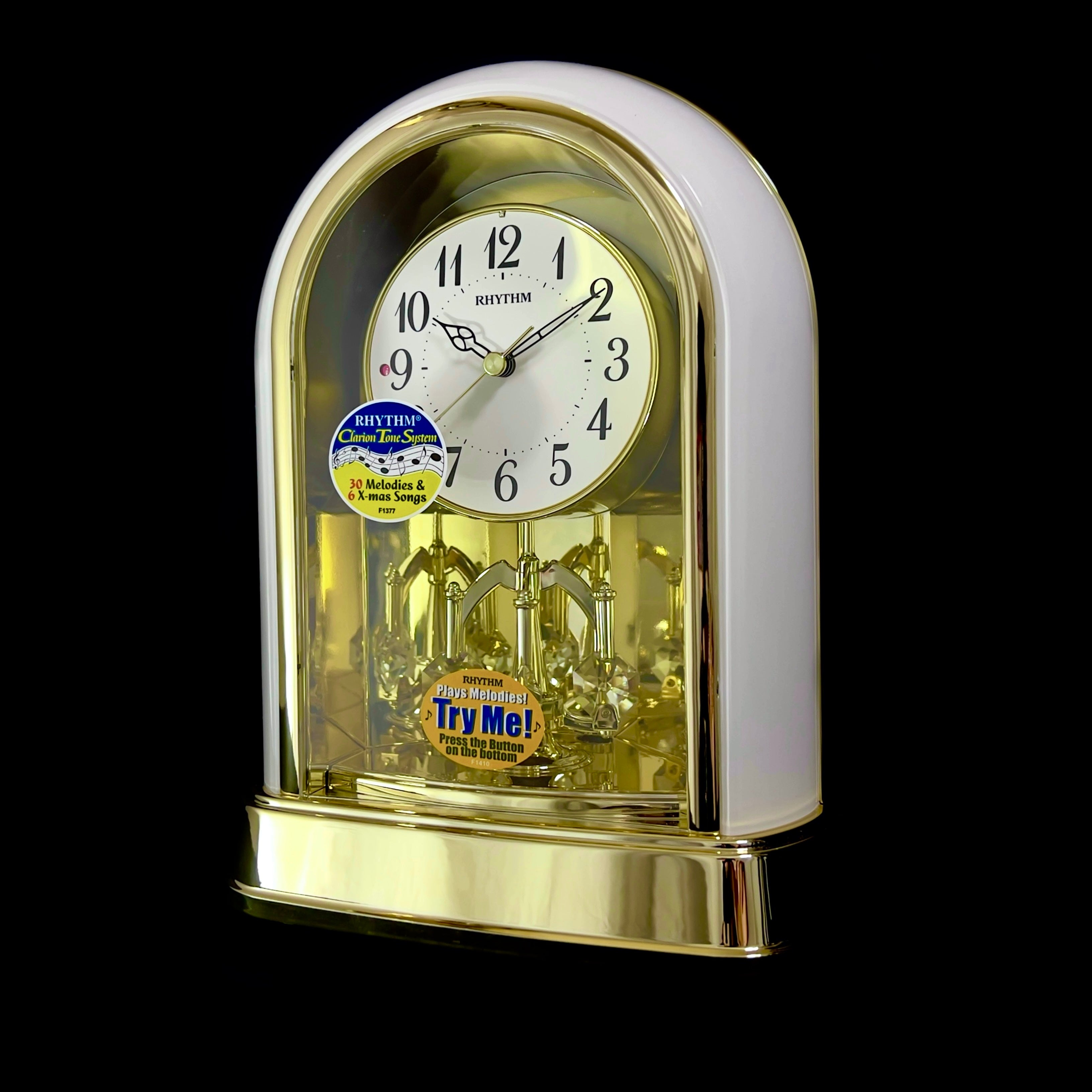 Rhythm “Crystal Dulcet II (Pearl)” Musical Motion Decorative Pendulum Mantel Clock - 4RH794WU03