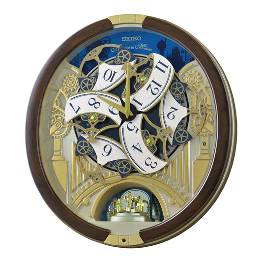 Seiko QXM614BRHZ “Golden Gears” Melodies in Motion Dancing Dial Musical Wall Clock with 45 Songs