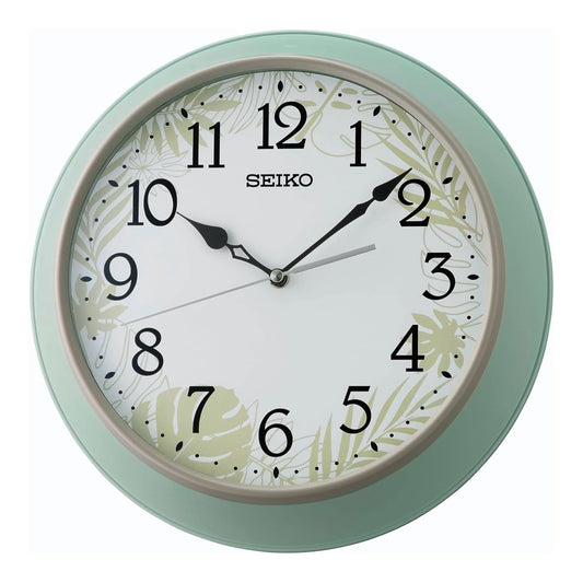 Seiko QXA832MLH "Paradise Foliage" Green Decorative Wall Clock with Silent Sweep Second Hand