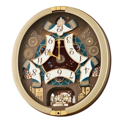 Seiko QXM620GRH "Golden Festival" Melodies in Motion Dancing Dial Musical Wall Clock with 30 Songs