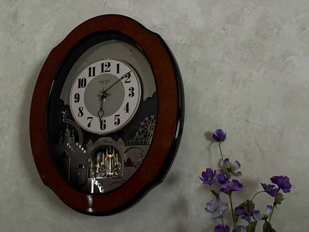 Rhythm “DWS Timecracker” Moving Dial Magic Motion Musical Wooden Wall Clock with Popular Melodies - 4MH752-R06