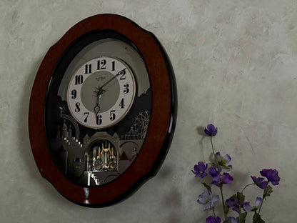 Rhythm “DWS Timecracker” Moving Dial Magic Motion Musical Wooden Wall Clock with Popular Melodies - 4MH752-R06