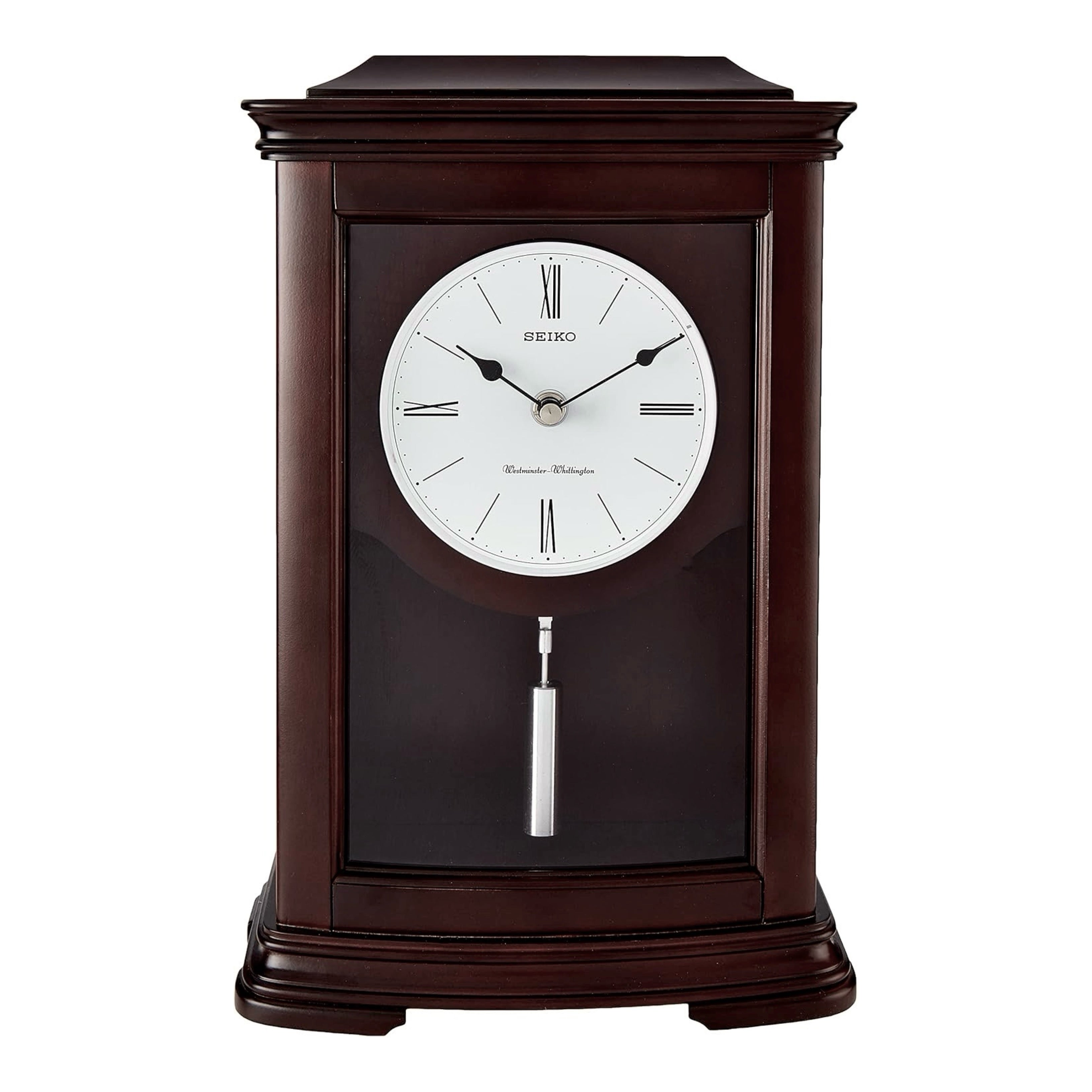 Seiko QXQ013BLH "Suki" Contemporary Modern Wooden Chiming Pendulum Mantel Clock