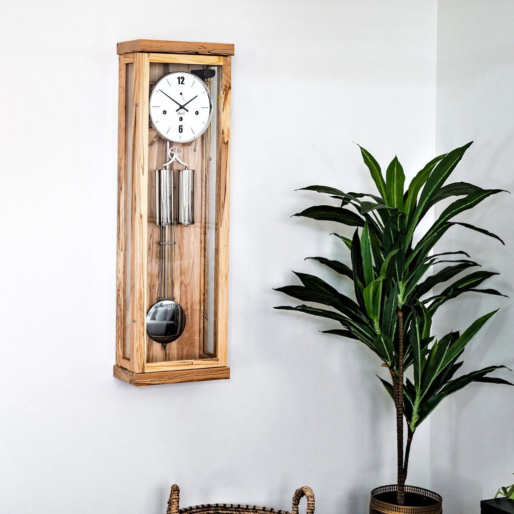 Hermle "Abbot" Iced Beach 8-Day Cable-Driven Modern Wooden Chiming Regulator Wall Clock - 70993-T30351