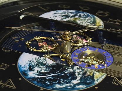 Rhythm “Peaceful Cosmos Entertainer” Moving Earth Dial Magic Motion Musical Wall Clock with Popular Melodies - 4MH839WB19