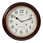 Seiko QXH202ZLH "Philadelphia" Traditional 12" Round Decorative Wooden Chiming Wall Clock