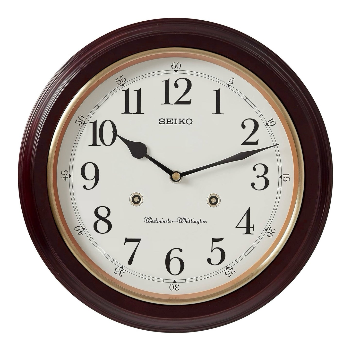 Seiko QXH202ZLH "Philadelphia" Traditional 12" Round Wooden Chiming Wall Clock